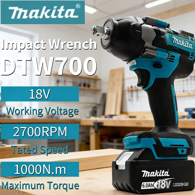 

Original Makita 18V Lithium-Ion Battery,Makita DTW700 Brushless Cordless Impact Wrench High Torque Professional Power Tool