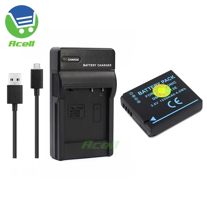 DMW-BCJ13E 1250mAh Battery or USB Charger for Panasonic DMC-LX5 DMC-LX7 DMC-LX5GK DMC-LX7GK Camera Replace DMW-BCJ13PP