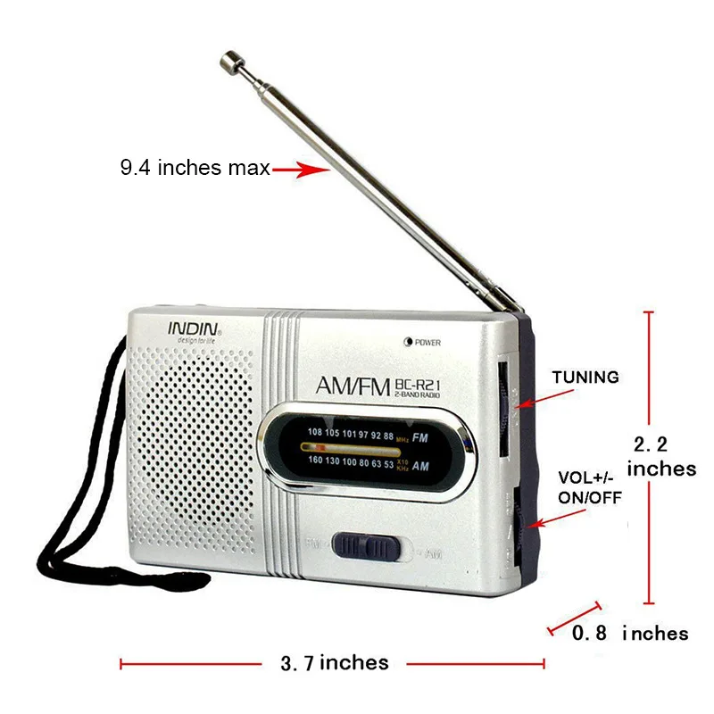 BC-R21 Mini Radio AM FM Battery Operated Portable Radio Best Reception Longest Lasting For Running Walking Home Soundbox