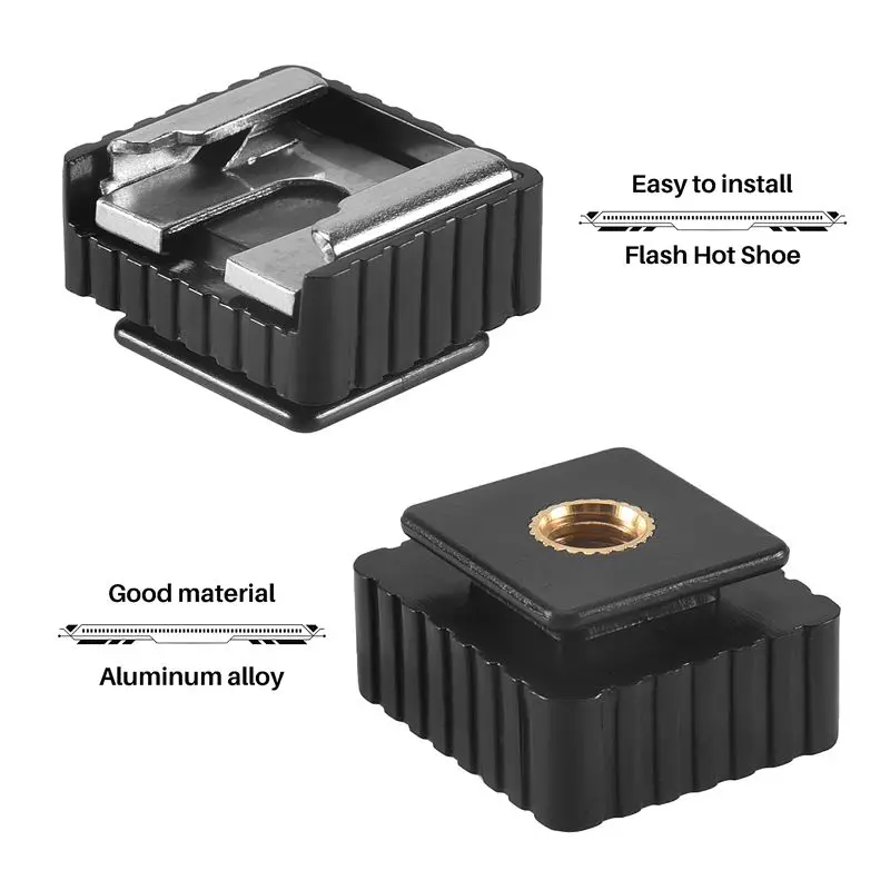 AT82-2Pcs Flash Hot Shoe Mount Adapter To 1/4 Inch Thread For Studio Light Stand Tripod