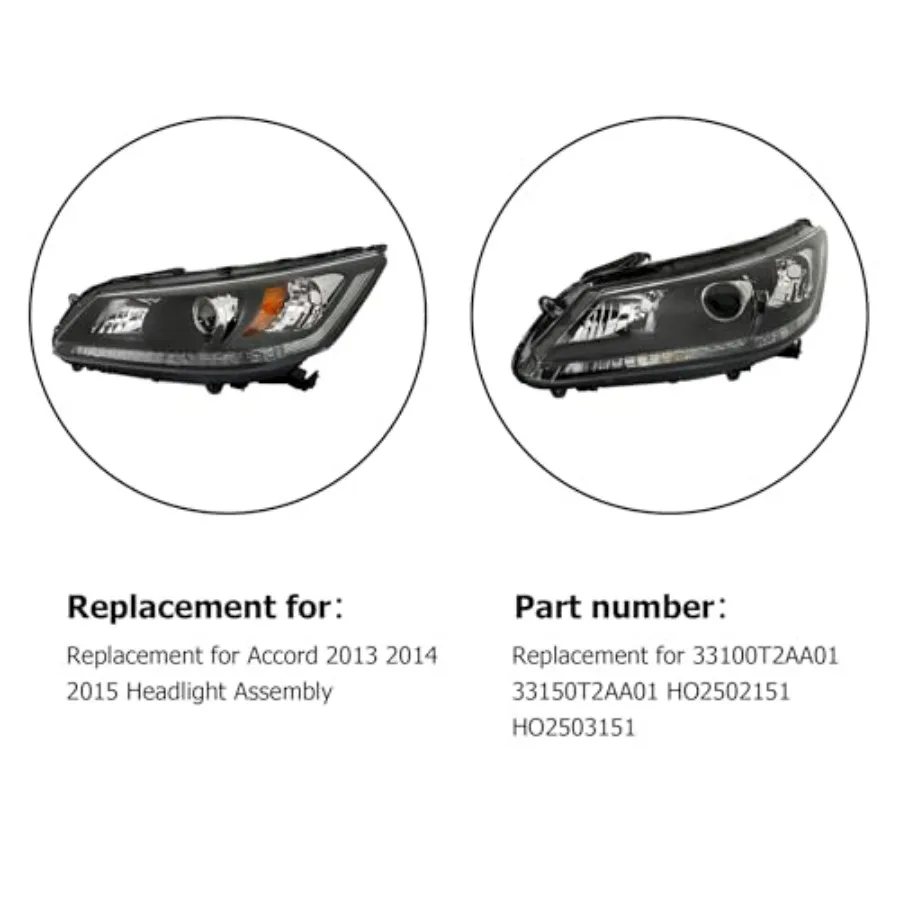 مجموعة مصابيح أمامية بديلة لـ Accord 2013 2014 2015 مجموعة مصابيح أمامية بدون مصابيح أمامية DRL زوج من الجانب الأيسر والأيمن