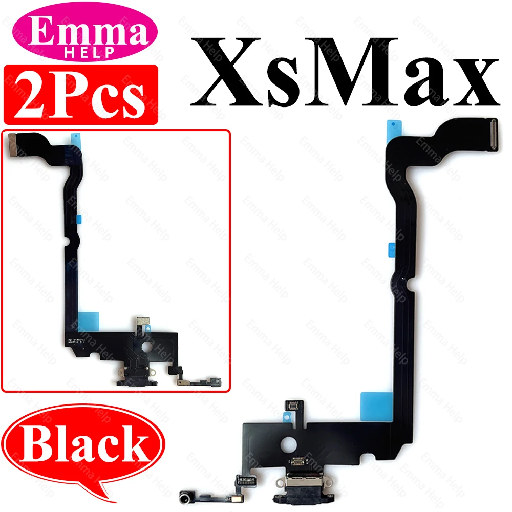 2Pcs USB Charging Port Flex Cable for iPhone XS Max XR X 11 Pro Max 12 12 Mini 13 Dock Connector Mic Board Replacement
