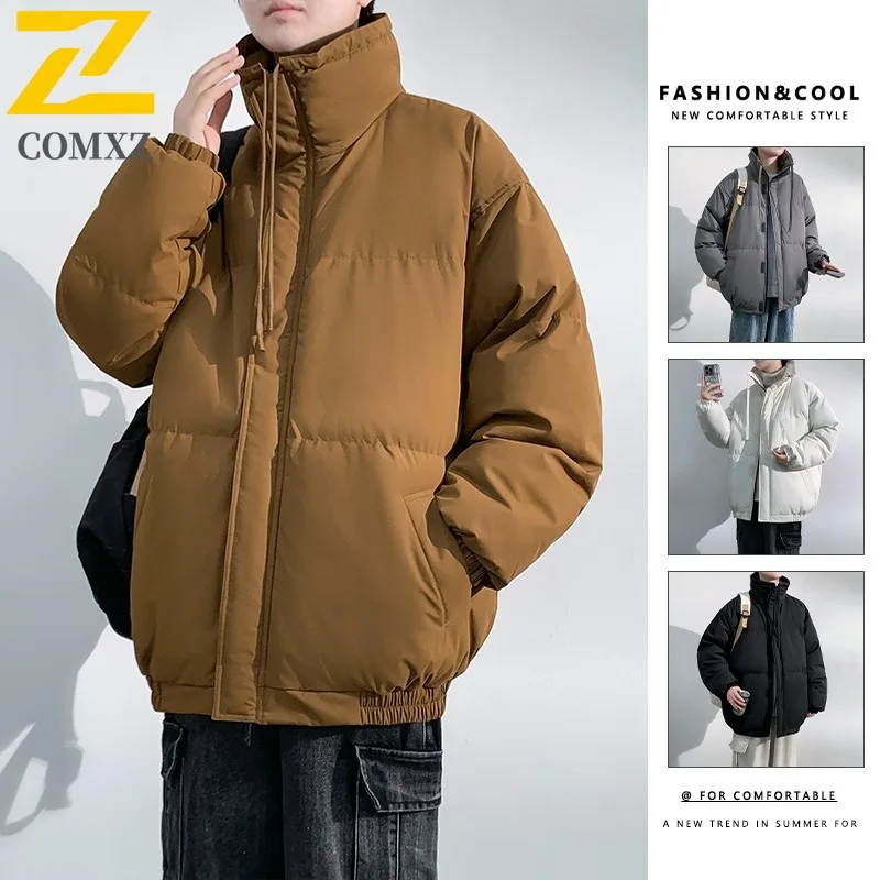 COMXZ 2025 Winter Men Graphene Cotton Jacket Detachable outdoor  Hooded Waterproof Windproof Solid Color Thick Fleece Lined Coat