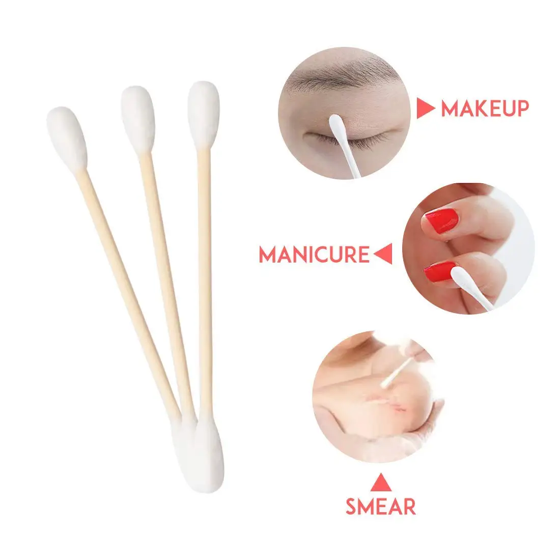 200/400/1000pc Double Head Cotton Swab Bamboo Cotton Swab Wood Sticks Disposable Buds Cotton For Beauty Makeup