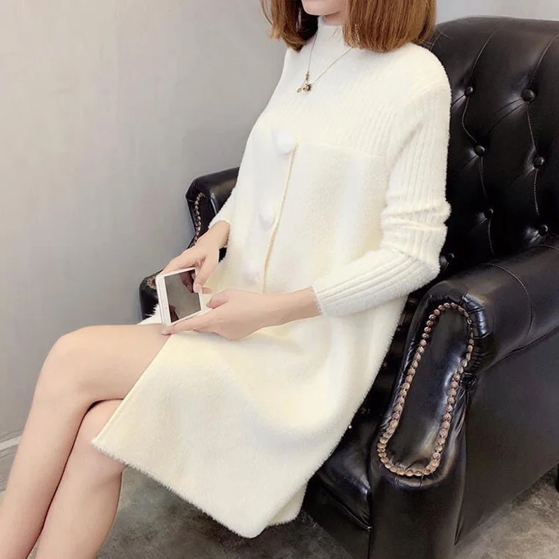 Fashion Half High Collar Knitted Spliced Casual Sweaters Female Clothing 2023 Autumn New Korean Pullovers Loose Commute Tops