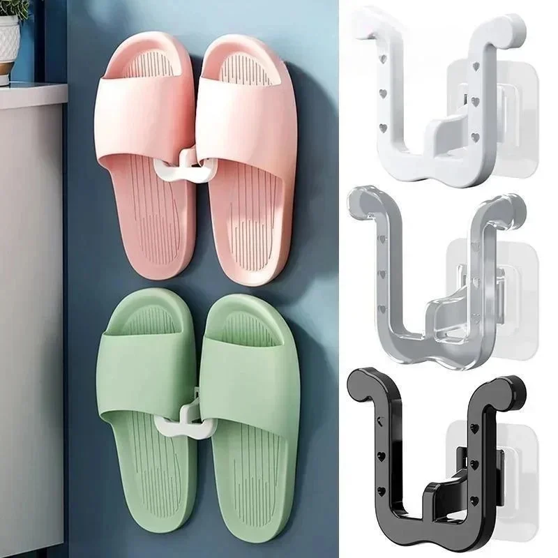 1-3pcs Slippers Racks No Punching Bathroom Simple Slipper Hook Toilet Drainage Rack Mounted Bedroom Neat Storage Rack
