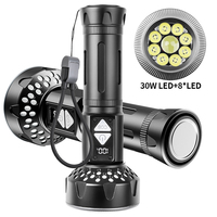 High Power Led Flashlight 9LED Powerful Long-range Tactical Torch Light 24COB Rechargeable Lamp Convoy Powerbank Portable Torch