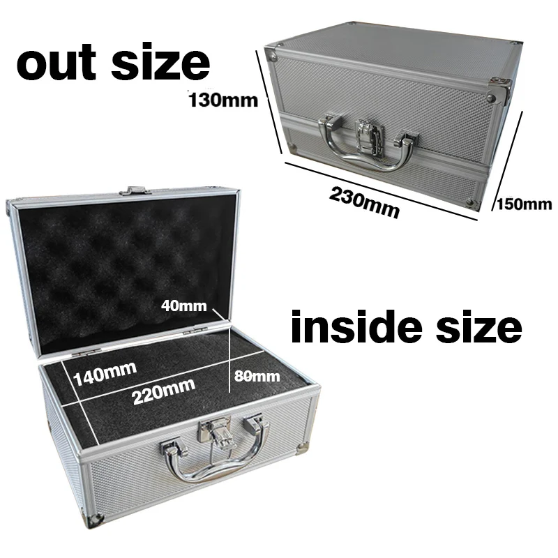 Boîte à outils en alliage d'aluminium 230 × 150 × 125 mm, boîte de rangement pour instruments résistante aux chocs, boîte à outils portable, étui de transport de protection avec Spon