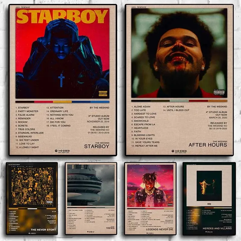 Pop American Rapper Music Album Poster Aesthetics The Weeknd Starboy JID Juice Wrld Darke Canvas Print Wall Art Room Decor