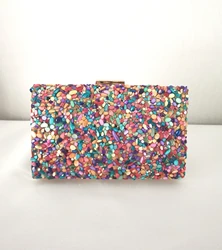 2024 New Women Colorful Stone Evening Bags Wedding Dinner Wallets With Chain Full Side Purse For Ladies Drop Shipping