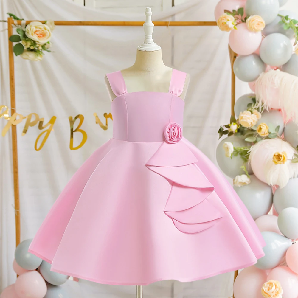 Elegant Girl  Flower Dress Kids Birthday Prom Party Clothes For Children Dance Performation  Ceremony Festival Costume Vestidos