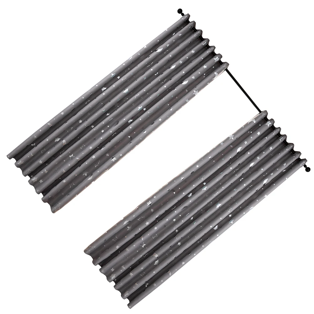 Rideau de fenêtre en Polyester, 1 pièce, isolation thermique occultante, 100x250Cm, gris, argent, étoiles, lune, imprimé, pour salon, chambre à coucher, coulissant