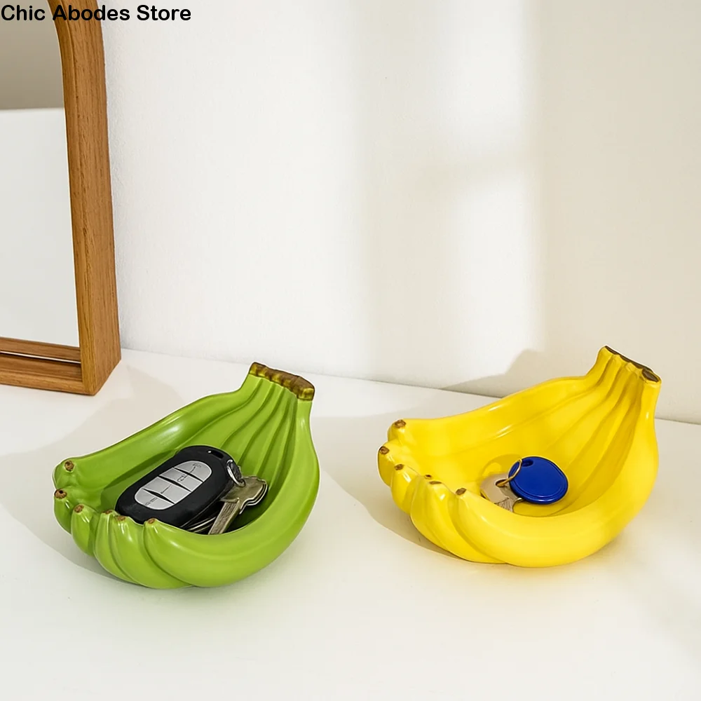 

Kitchen Organizer Ceramic Banana Shaped Storage Tray Durable Creative Dessert Plate Exquisite Fruit Tray Dinner