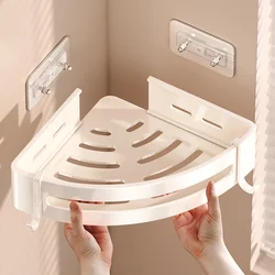 Bathroom Shelf  Aluminum Alloy Shampoo Rack Wall Corner Shelf Makeup Storage Organizer Sticker Installation Bathroom Accessories