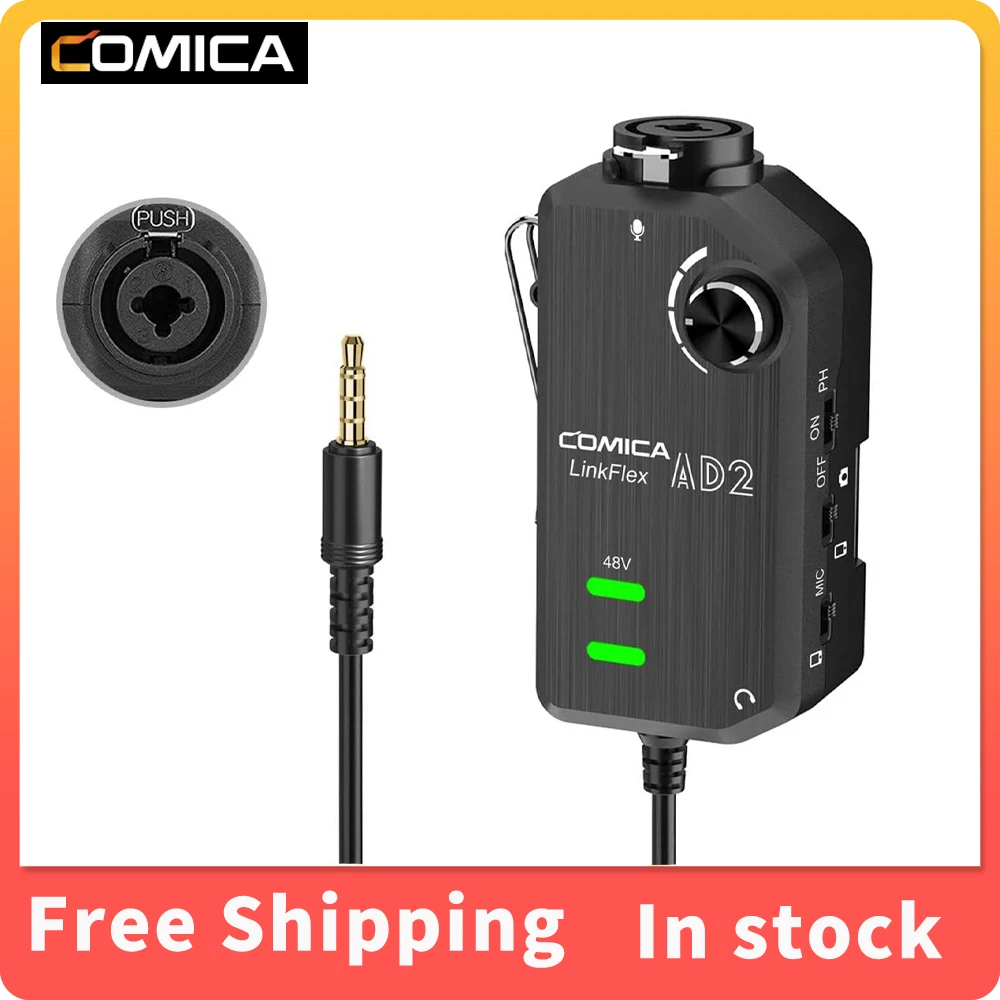 

Comica LINKFLEX AD2 Audio Interface Audio Preamp Adapter With 48V Phantom Power For iPhone Android Smartphones/DSLR Cameras