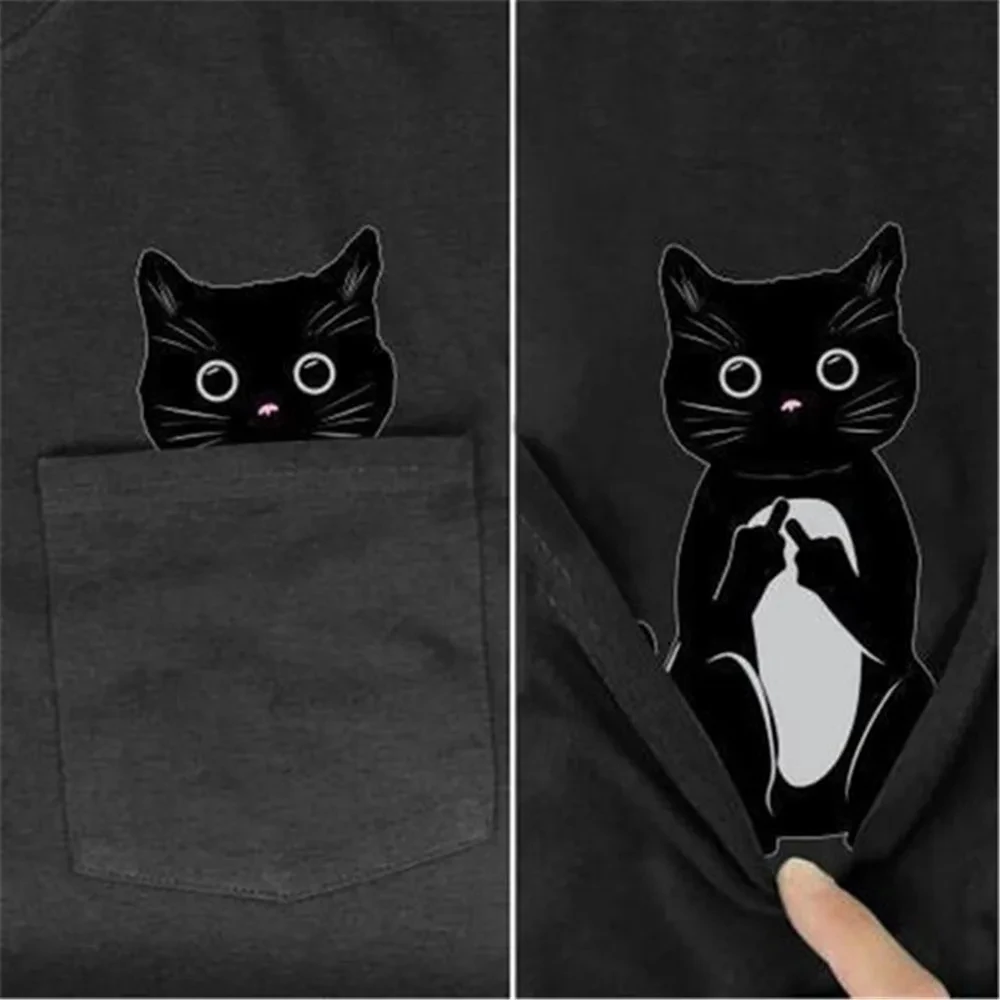 CLOOCL Cotton T-Shirt Summer Animals Cat Dog Printed Tshirt Men for Women Shirt Tops Funny Cotton Black Tees Casual Y2K Clothing