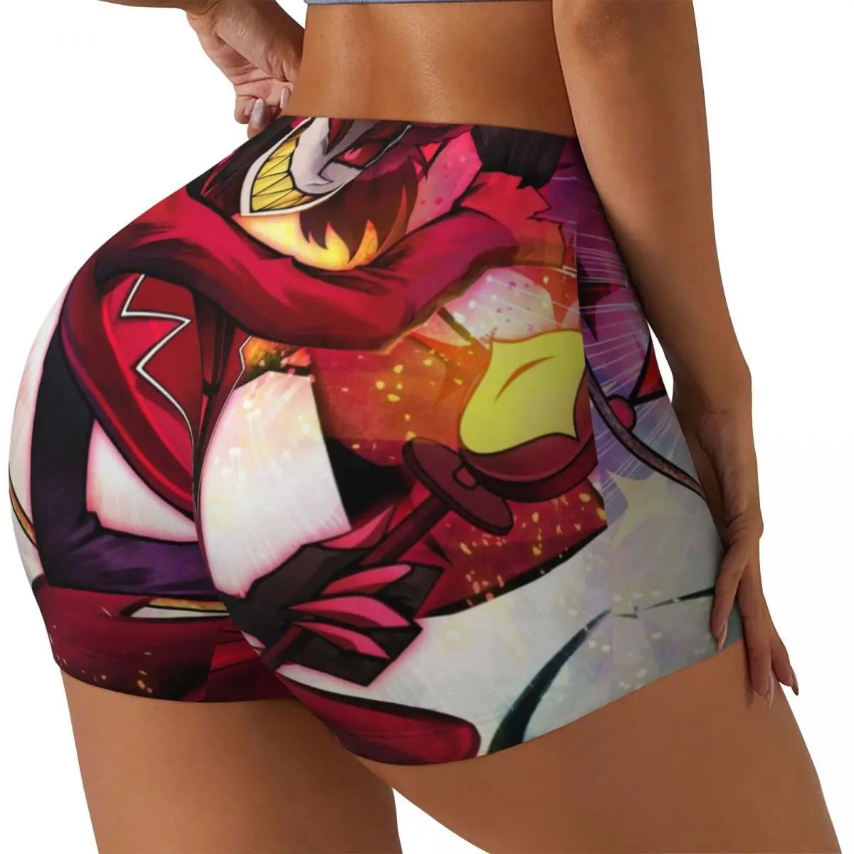 مخصص المرأة Helluva Boss تجريب اليوغا السراويل السوداء الفكاهة الرسوم المتحركة فيلم موسيقي رياضي رياضة الكرة الطائرة السائق السراويل