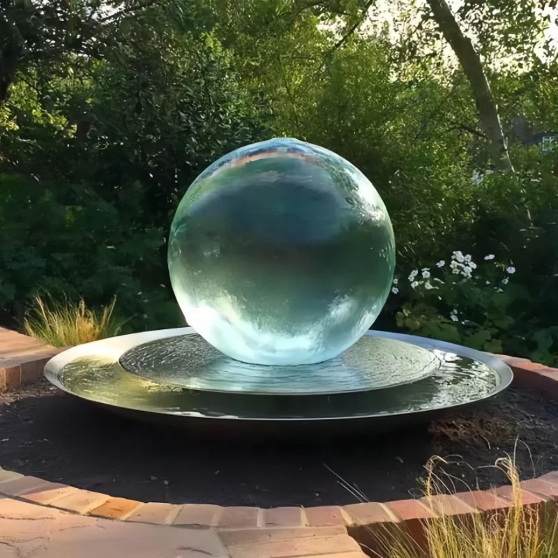 سعر الجملة ميزة خارجية حديثة ديكور منزلي كبير من الفولاذ المقاوم للصدأ ضوء أكريليك نافورة مياه للحديقة في الهواء الطلق