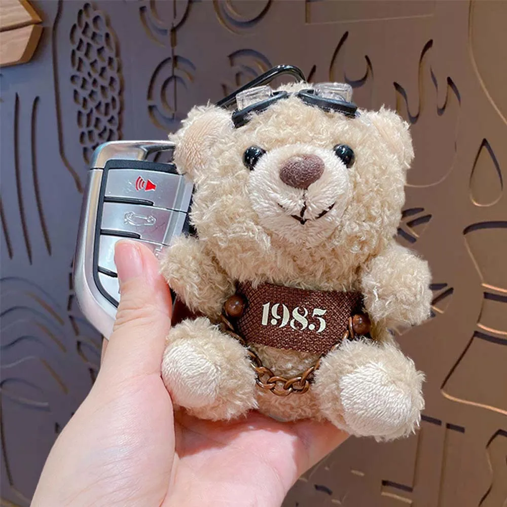 Bag Pendant Pilot Bear Keychain Plushies Toys Decoration Plush Bear Key Ring Cartoon Cute Stuffed Animal Toys Gift Jewelry