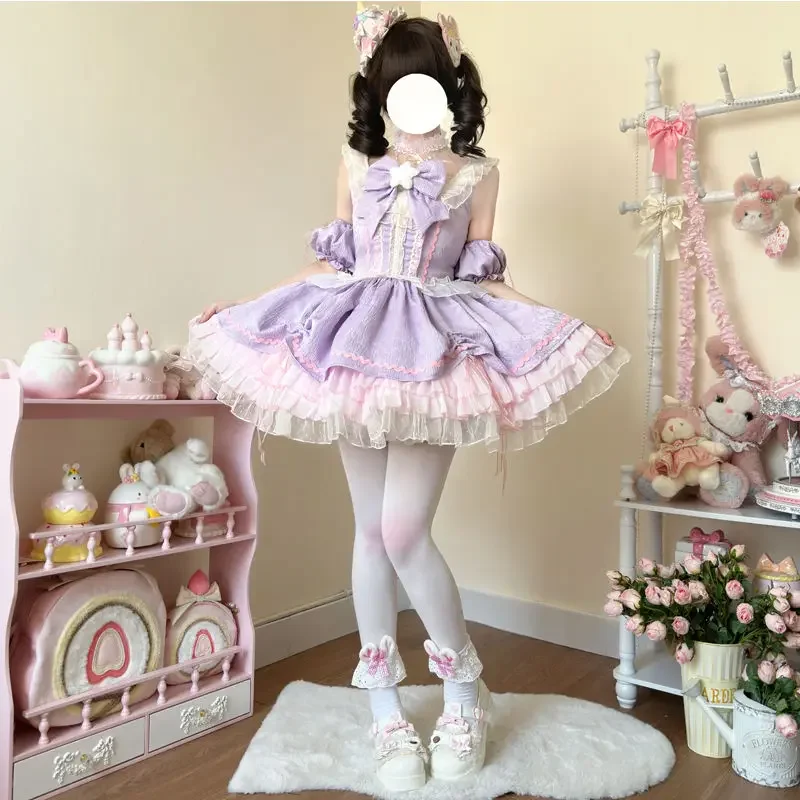 Robe de princesse en dentelle japonaise Sweet Idol Lolita Jsk pour femmes, robe à bretelles vintage Kawaii, vêtements de cosplay Harajuku Lolita