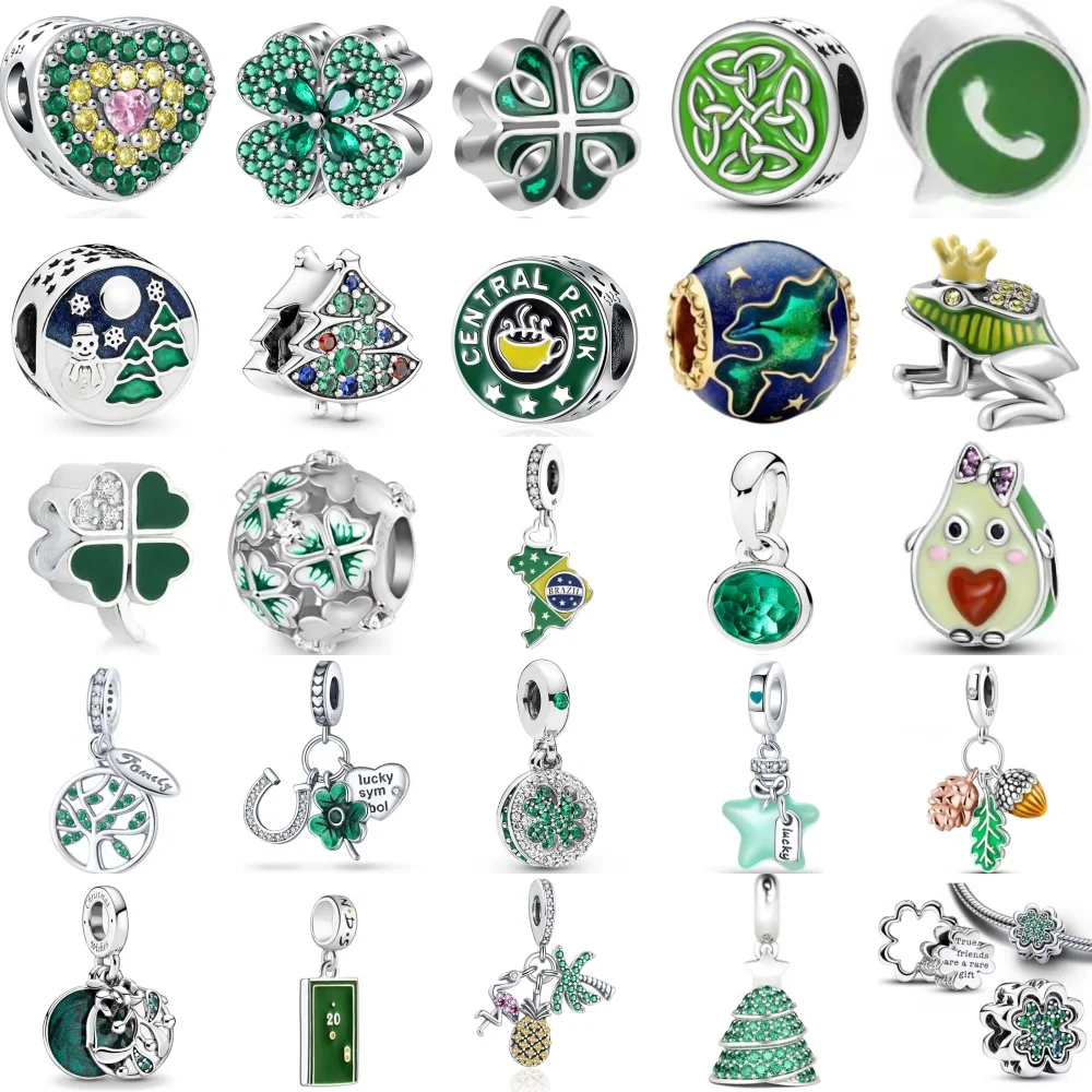 

2025Hot Selling S925 Silver, Green Series, Cactus, Tree, Avocado Beads Suitable For European Original Bracelet DIY Charm Jewelry