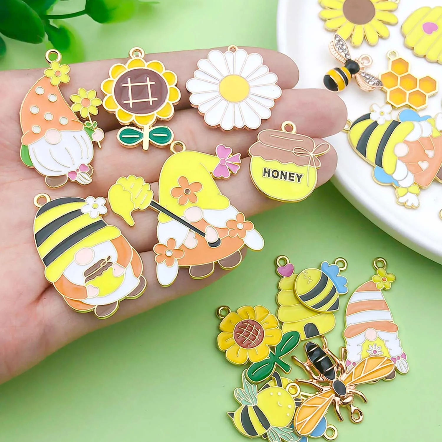10/20 قطعة المينا النحل ، العسل ، قزم ، زهرة سحر سبيكة النبات ، الحشرات المعلقات ل سوار ذاتي الصنع قلادة صنع المجوهرات الإكسسوارات #5