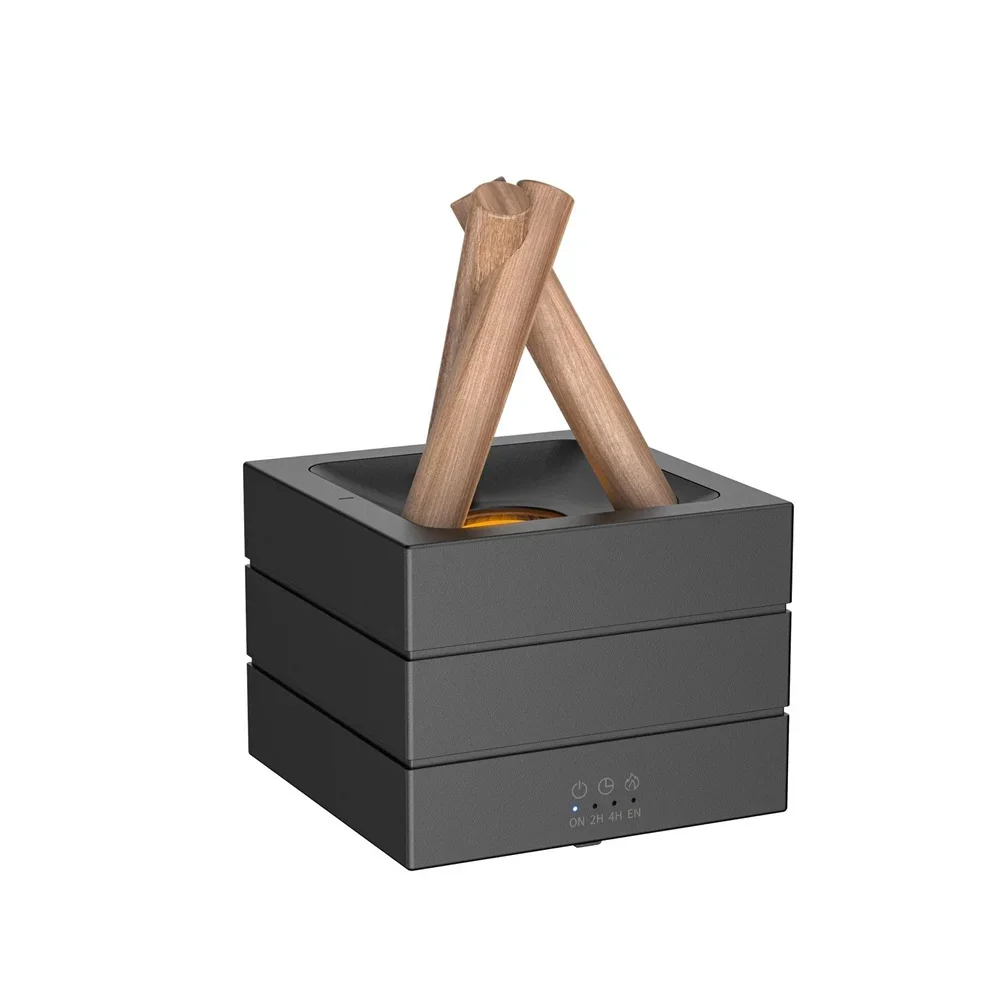 

For Bedroom Flame Air Diffuser Silent Operation Smart Shut Off Humidifier Humidifier Black USB 5V 2A Input 5W Power