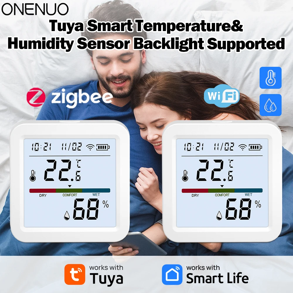 Tuya Zigbee 3.0 WiFi Temperature Humidity Sensor Smart Thermometer Hygrometer APP Remote Control Work with Yandex Alexa