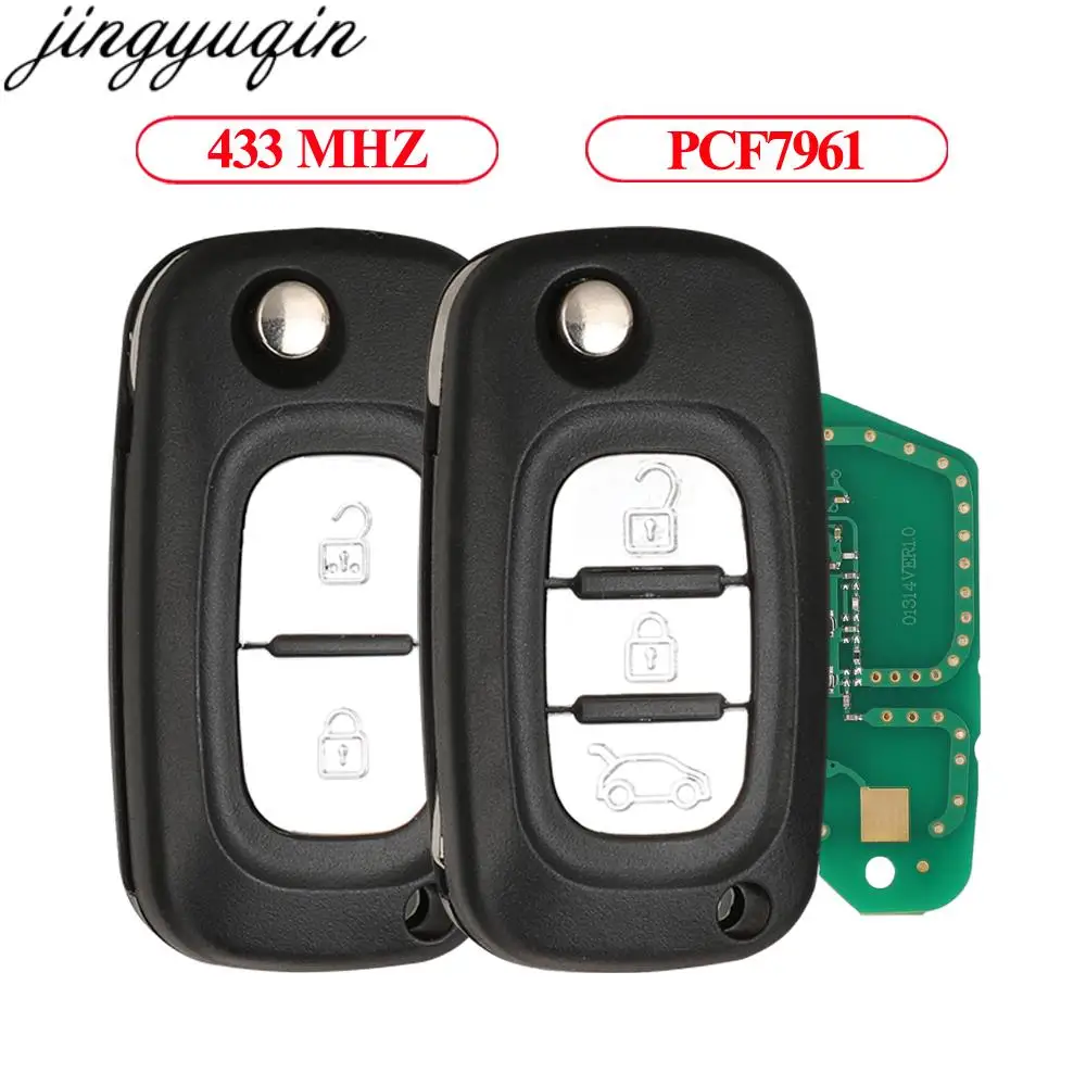 Jingyuqin Remote Flip Car Key Alarm FSk 433MHZ PCF7961A For Renault Clio Fluence Megane 3 Kangoo Modus Alpine Master Genuine Fob