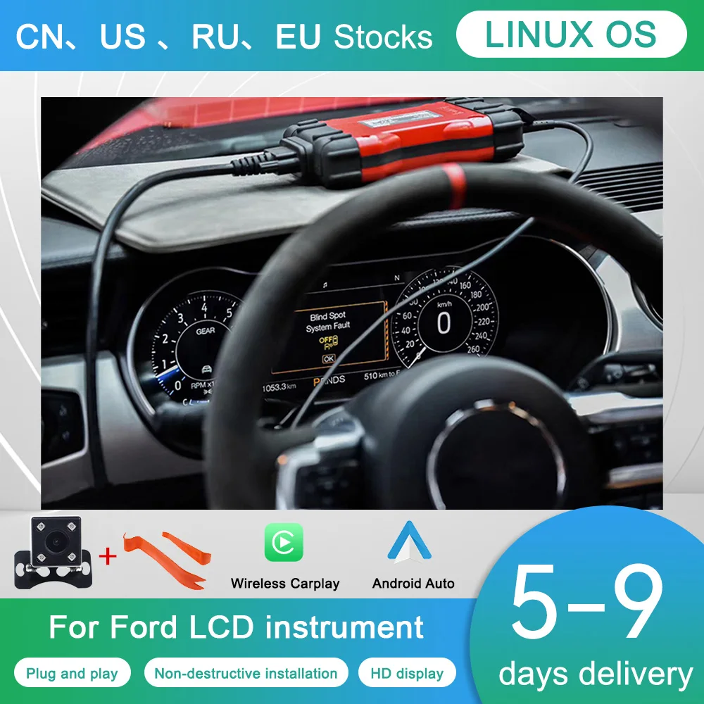 

ЖК-спидометр, приборная панель автомобиля для Ford Mustang OEM, цифровой кластер, виртуальная кабина, приборная панель, GPS-навигация, Linux