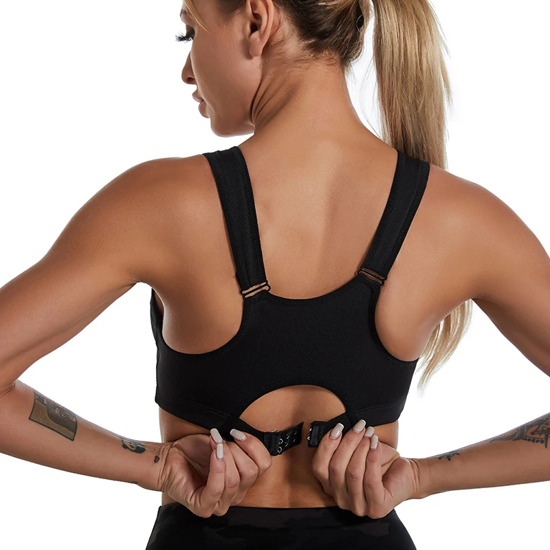 New Sports Bra Women Front Zipper Push Up Gym Jogging Crop Top More Size Tops Yoga Fitness Shockproof Vest Sport Bras for Women