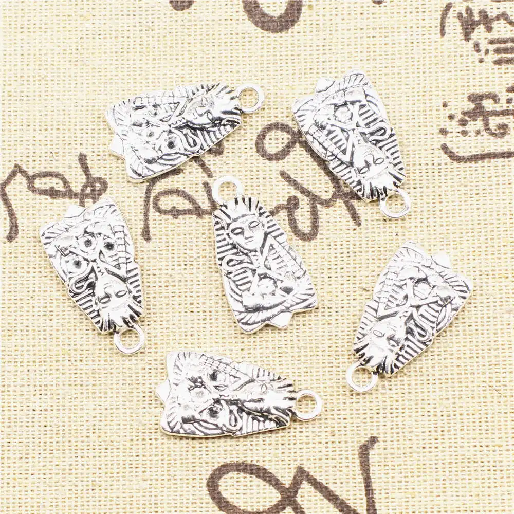 Jewlery Trendy Crafts Accessories Charms Egyptian Pharaoh Antique Silver Color Couple Pendants 14x27mm 3pcs