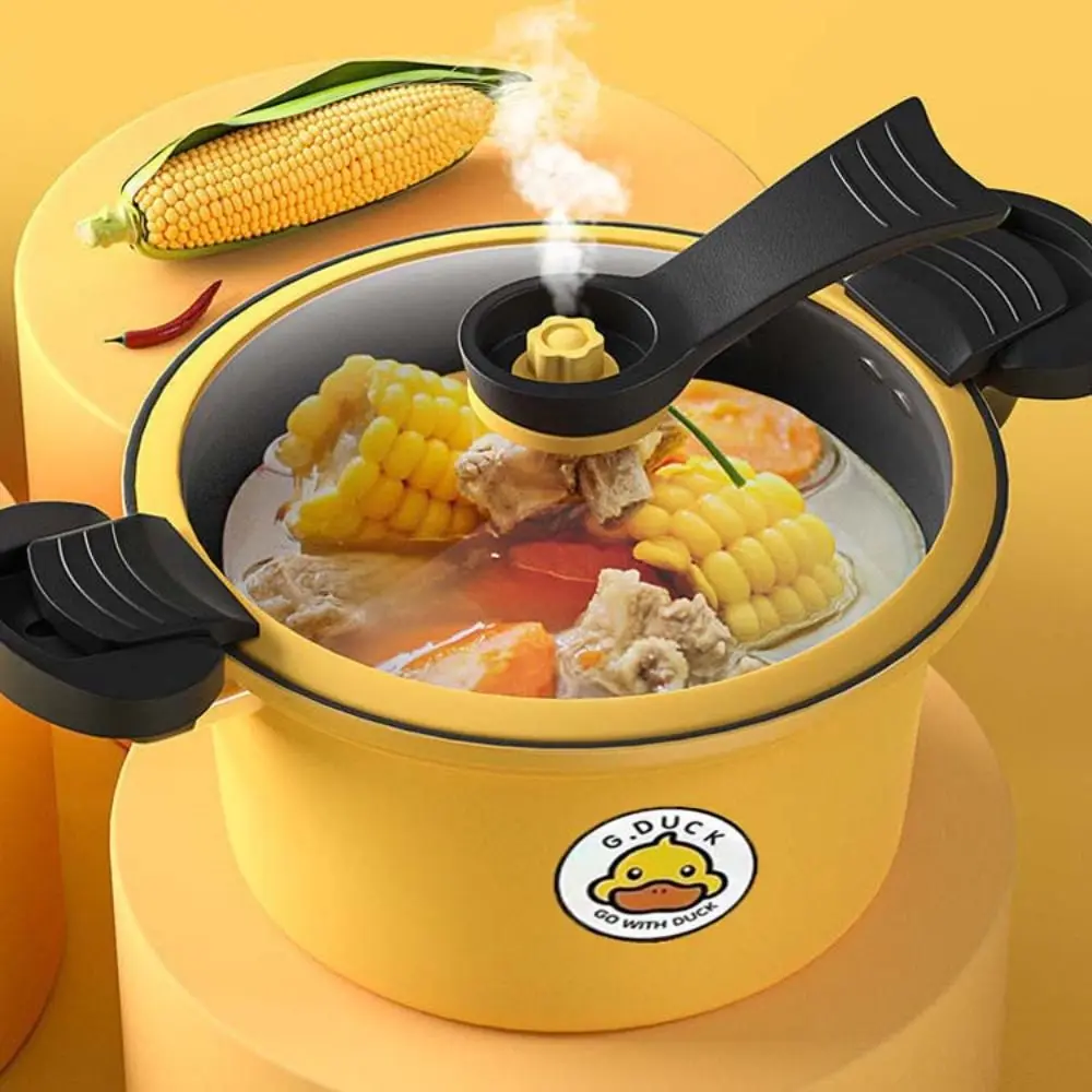 3.5L Yellow Duck Micro Pressure Cooker Non-Stick Anti-scalding Binaural Handle Stew Pot Universal Cooking Pots Induction