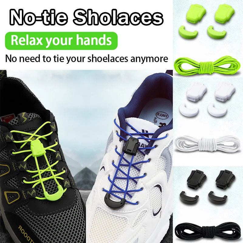 One-Click Lock Shoelace Buckles, No-Tie Elastic Quick Lock Clips, Wear-Resistant Fasteners for Hiking, Running and Casual Shoes
