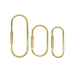 large and small Solid brass wire wrap run course oval Screw Lock Carabiner Key ring Keychain DIY EDC housewarm gift