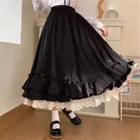 High Waist A- Line Midi Skirt with Lace Design White Fairy Tale Style Women's Spring Summer Fashion Sensation Unique Half-length