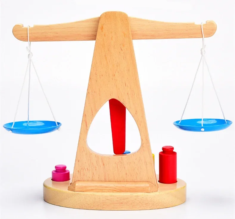 Báscula de equilibrio de madera colorida, Péndulo de frijol Libra, juguetes de desarrollo de aprendizaje temprano para niños, regalo de juguete de matemáticas para bebés