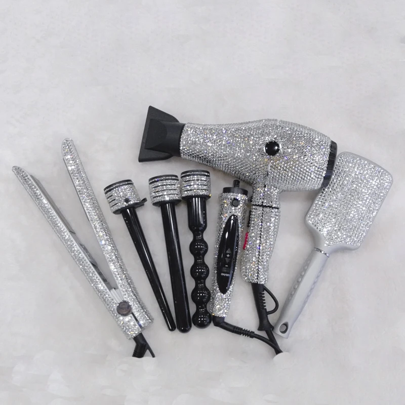 Professional Salon Hair Tools Set Hair Styling Tools Custom Bling Blow Dryer and Hair Straightener Iron