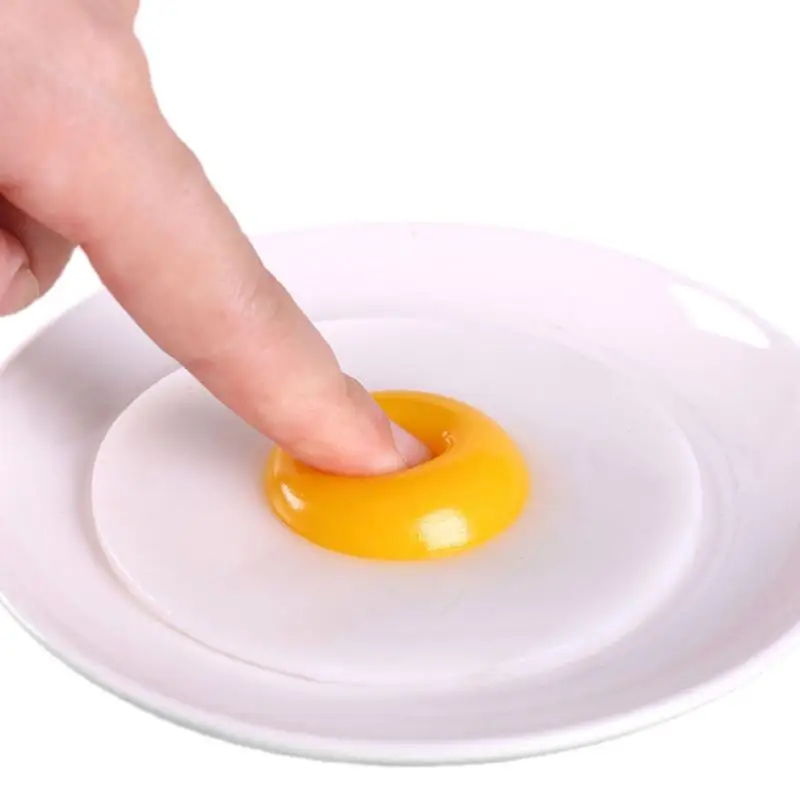 ไข่ยาง TPR เหนียวบีบครัวอาหารของเล่นแกล้งเล่นทำอาหารทอดไข่ไข่เจียวมุขของเล่นสำหรับเด็กบรรเทาความเครียด