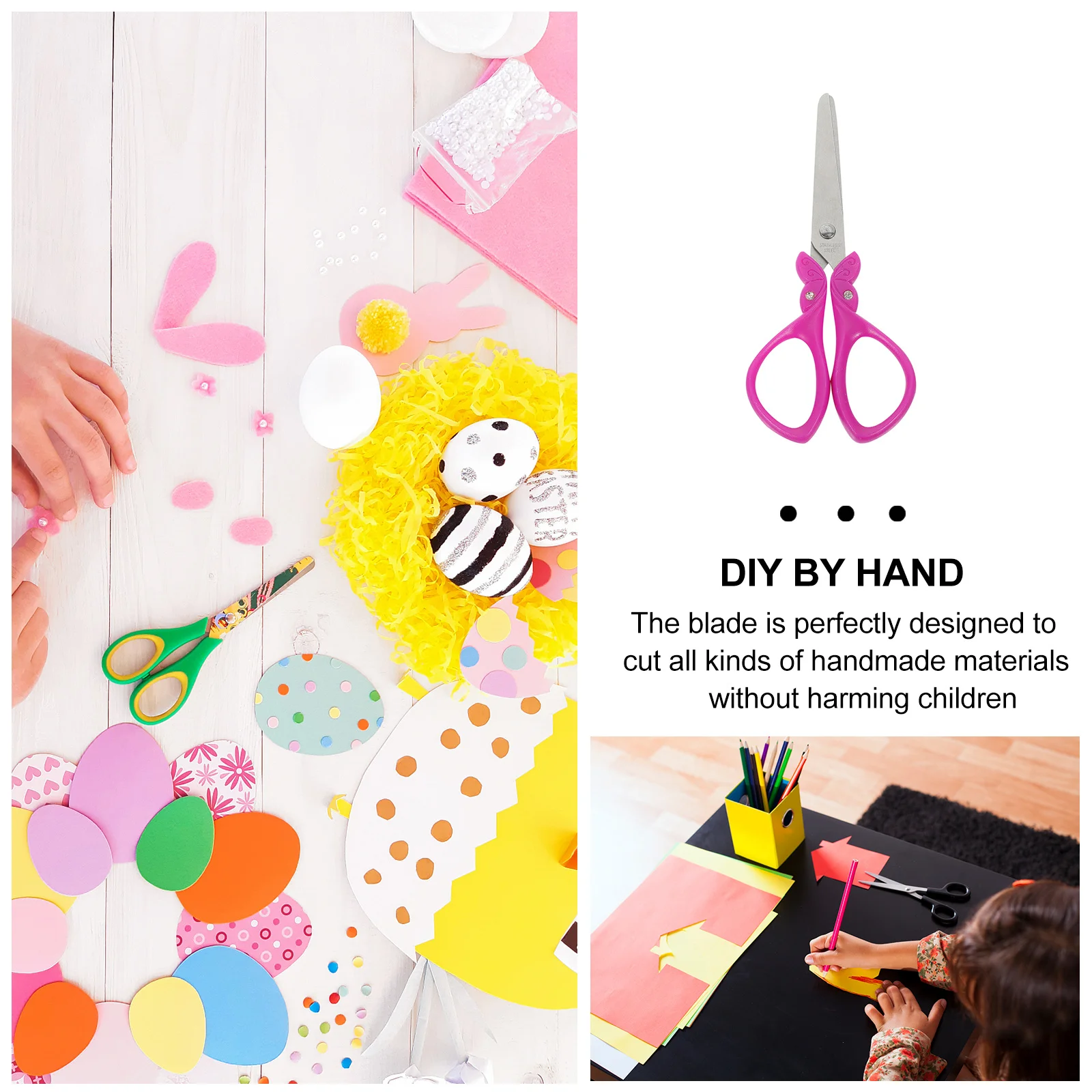 Handicraft Safe Scissors Rounded Head Scissors for Paper Cutting Craft Preschool Training Students Office Supplies