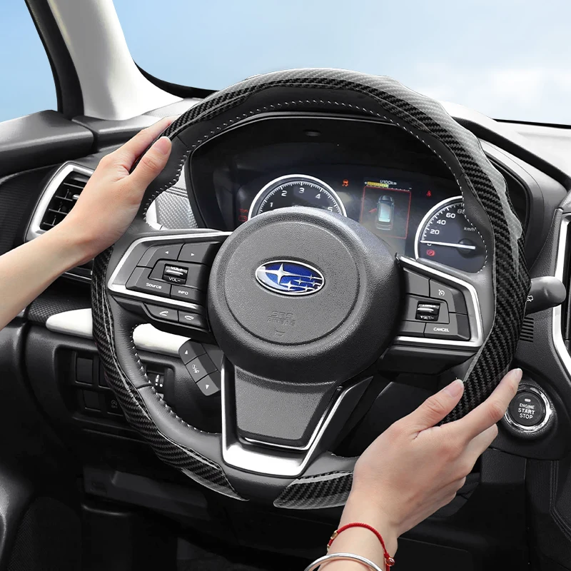 Passend für Subaru Carbon Fiber Texture Lenkradbezug Snap-On Wave-Shaped Sports Design Schutzhülle Crosstrek Forester Outback Ascent Solterra Impreza Legacy Brz Wrx Tribeca Baja