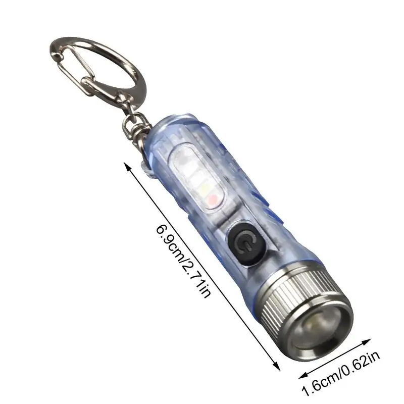 LED Keychain Lights White/ Red/ Blue Key Chain Flashlight Mini Flashlight With Type-c Fast Charging Port For Outdoor Activity