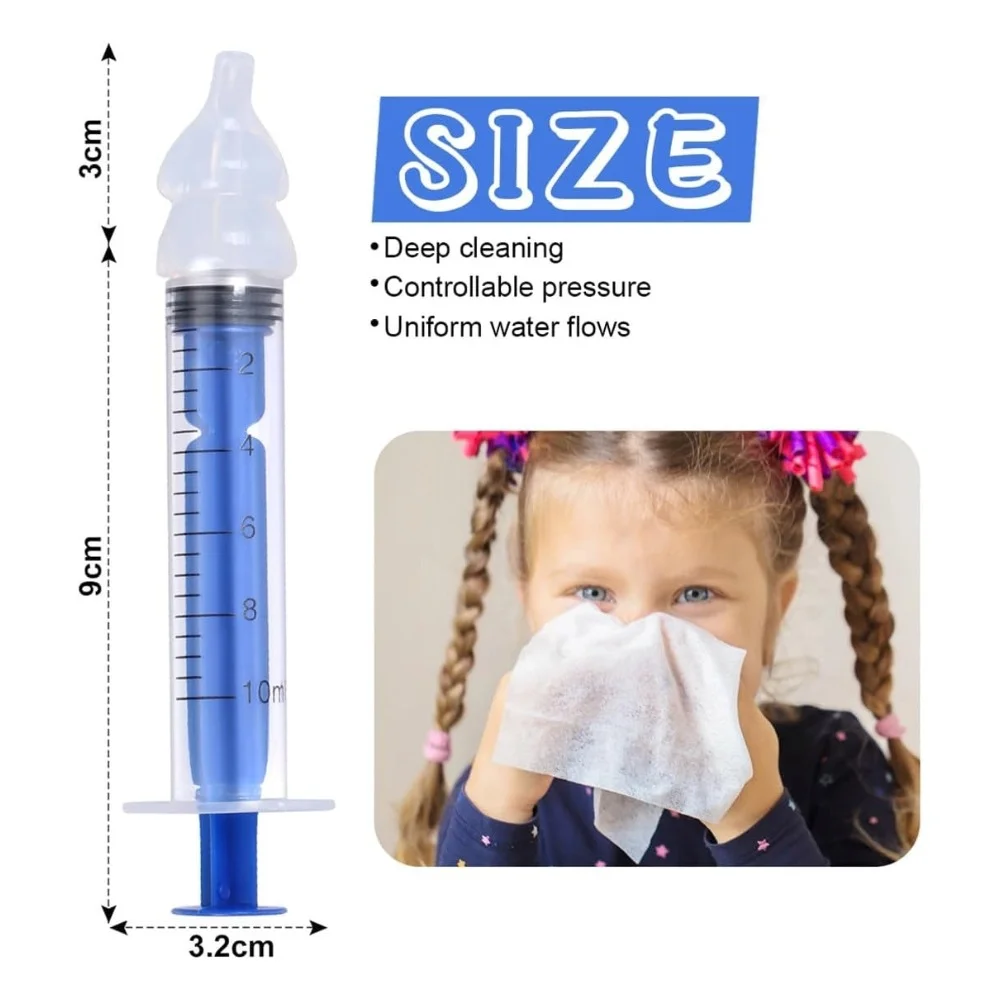 New Hot 2Pcs Portable Baby Nasal Irrigator Aspirator Infant Nose Cleaner Rinsing Device Cleanable Reusable Silicone Suction Tips