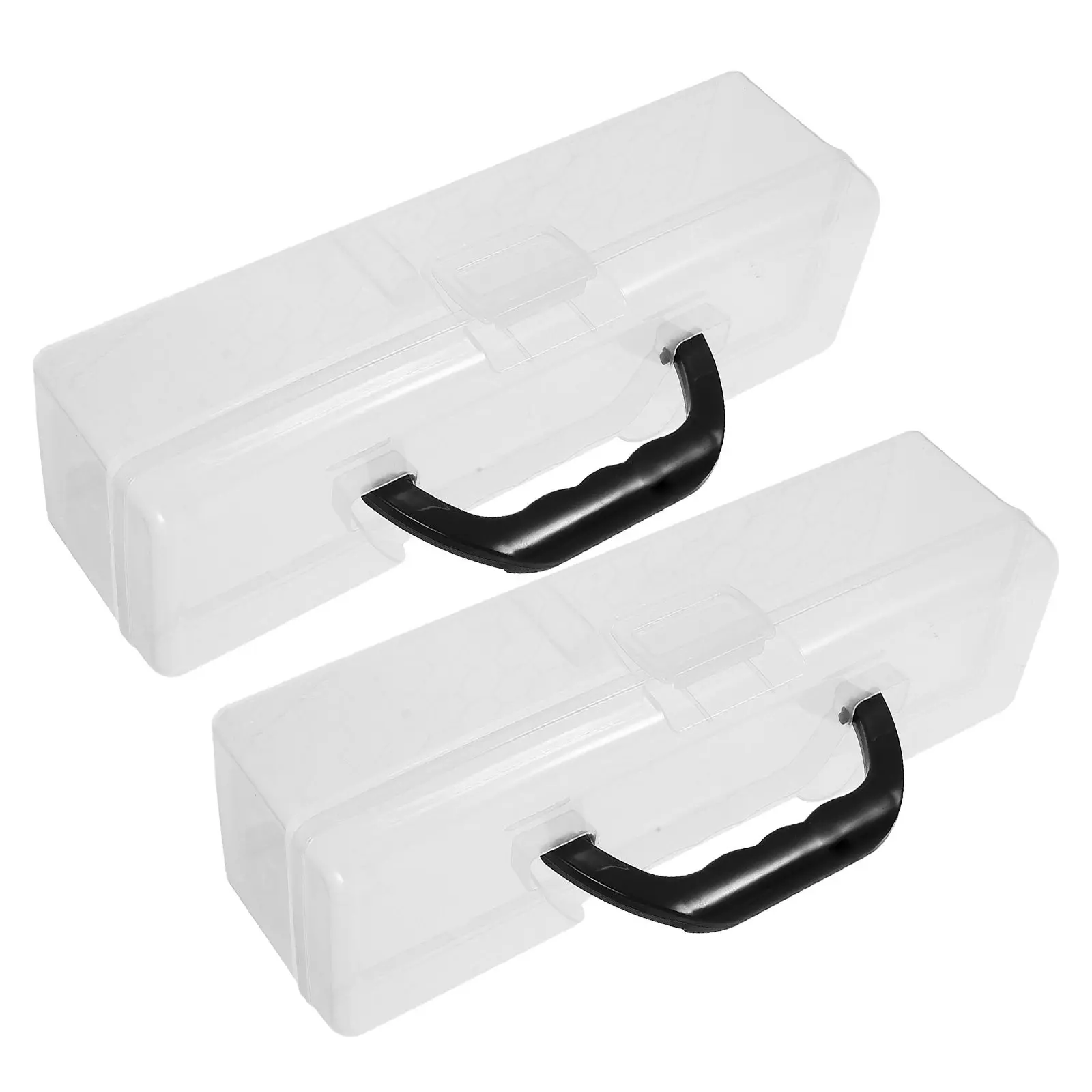 

2pcs Transparent Paint Brush Storage Box Clear Plastic Art Organizer For Long Watercolor Brushes Drawing Tools Portable Craft