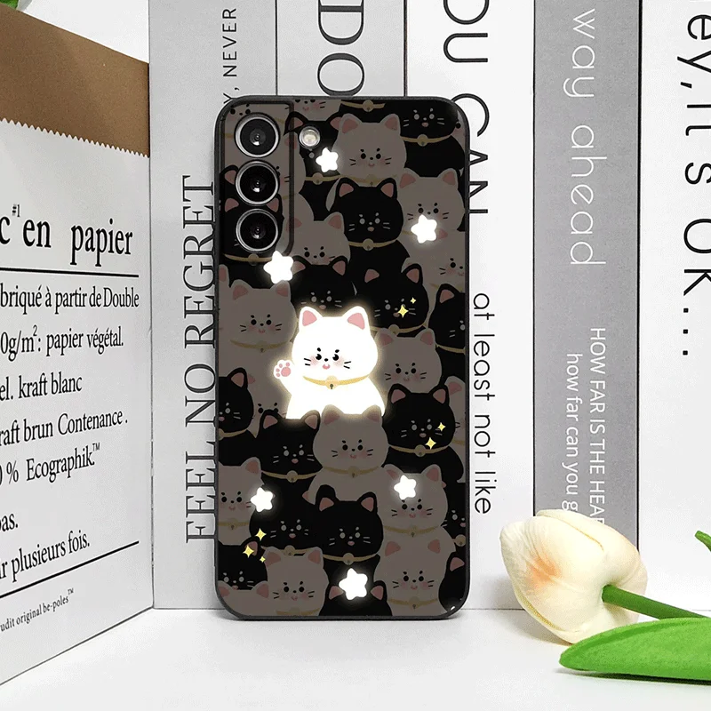 Cartoon Schwarz Weiß Katze Paar Telefon Fall für OnePlus 13 12 13R 11 10 9 8 Pro Nord 4 N100 N20 CE3 ACE2 ACE3 5G Gepaart Soft Cover
