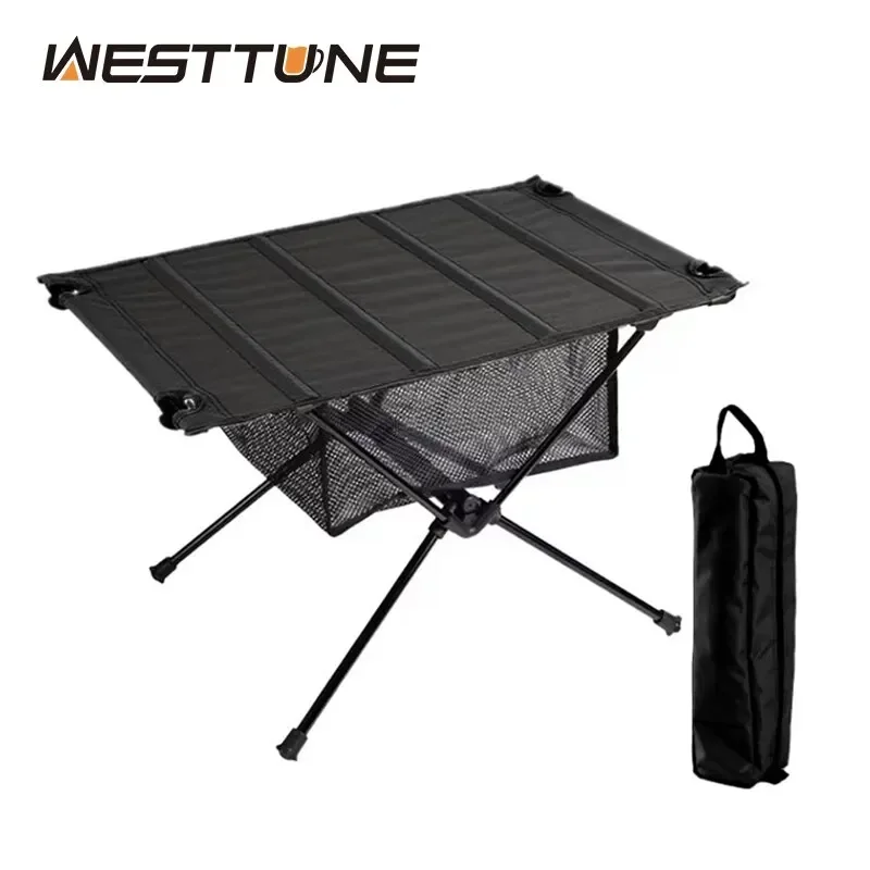 

WESTTUNE Camping Folding Table Lightweight 1680D Oxford Roll-Up Table Portable Aluminum Alloy Tourist Tables for Outdoor Picnic