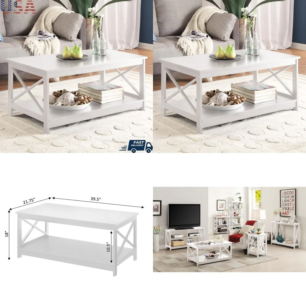 طاولات المقهى الحديثة ذات الطبقة المزدوجة مع رف تخزين سهل التجميع لغرفة المعيشة #1