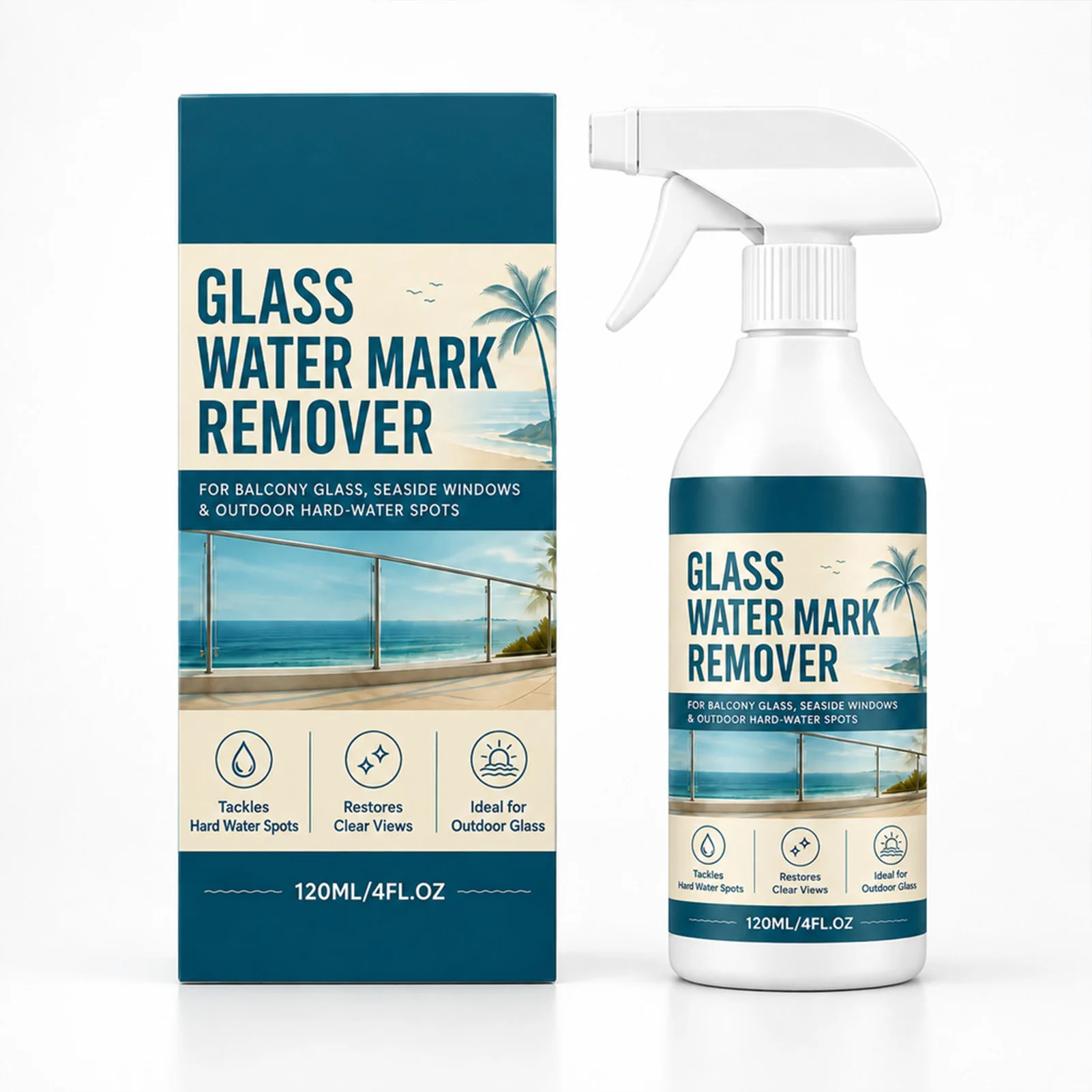 Powerful Water Spot Remover Glass Cleaner Rinse Free Scale Removal for Bathroom Mirror Shower Door Car Window Tile Care