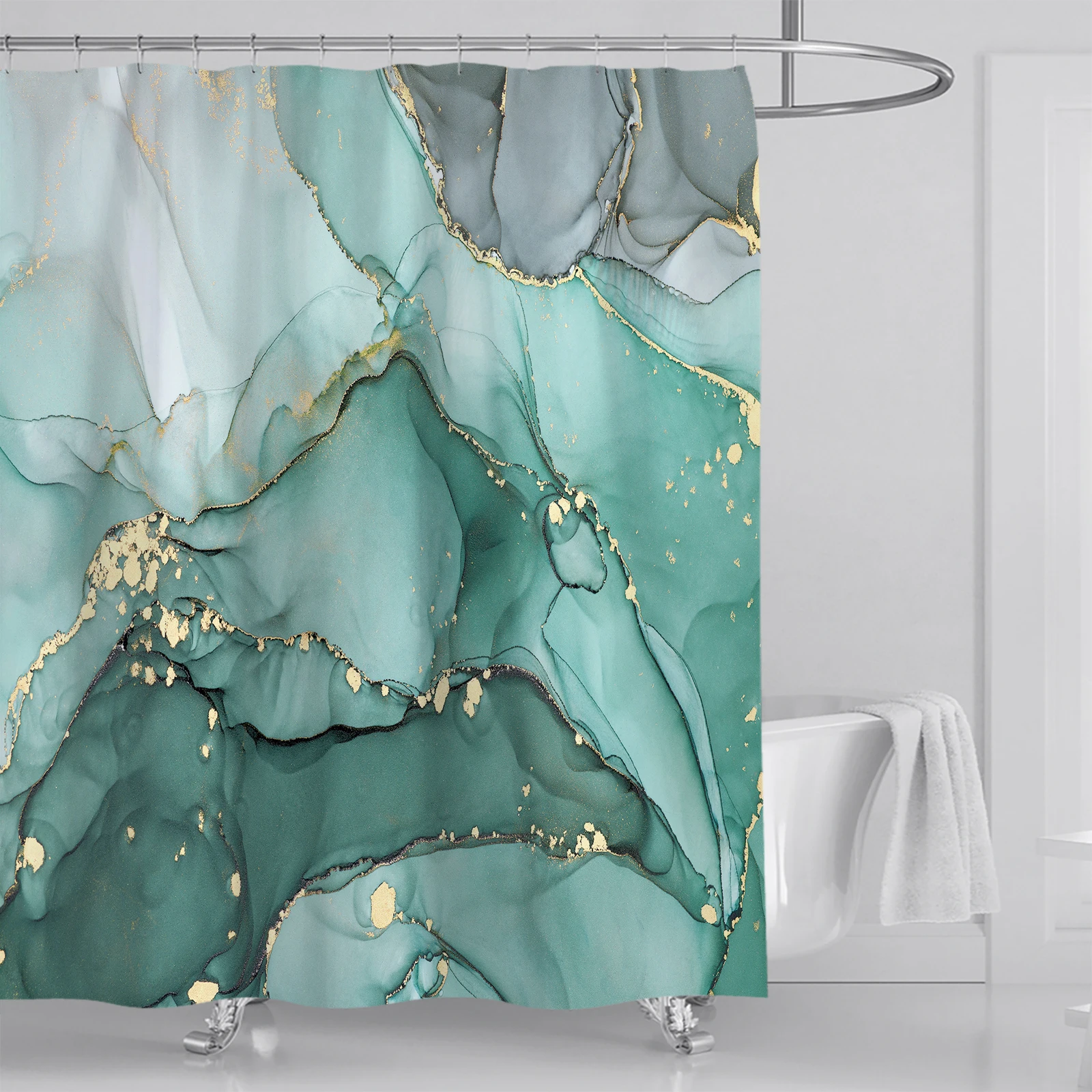 Minimalist marble print shower curtain modern nordic minimalist polyester home décor bathroom curtain with hooks