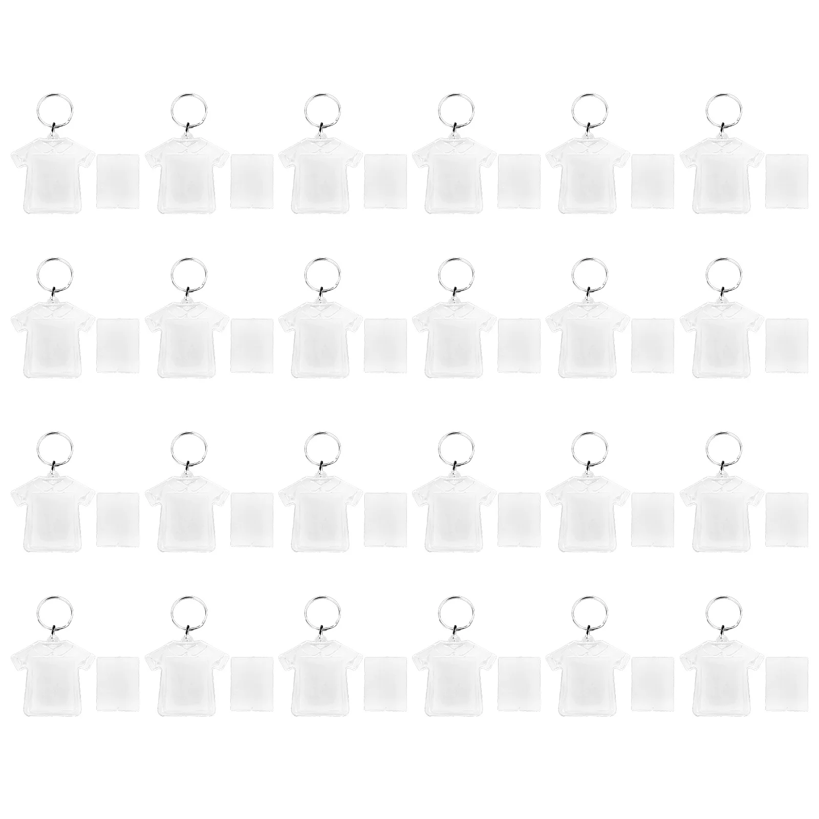 

24Pcs Clothes Shape Photo Frame Keychains Acrylic Transparent Key Rings Fashionable Key Holders for Bag Phone Car Accessories